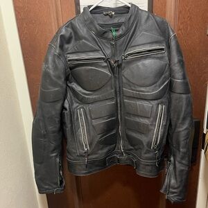 Jackets4Bikes Black Leather Motorcycle Jacket AS IS